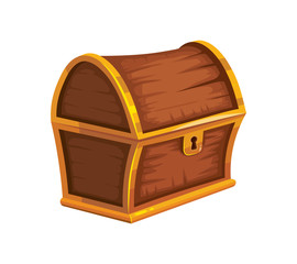 vector illustration of vintage wooden chest with closed cover