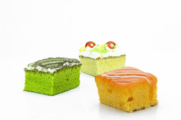 Cake cream , orange and green tea