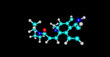 Lysergic acid diethylamide or LSD moleccule isolated on black