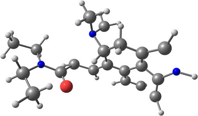 Lysergic acid diethylamide or LSD molecule isolated on white
