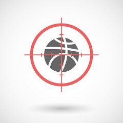 Isolated line art crosshair icon with  a basketball ball