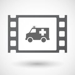 Isolated celluloid film frame icon with  an ambulance icon