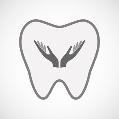 Isolated line art tooth icon with