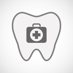 Isolated line art tooth icon with  a first aid kit icon