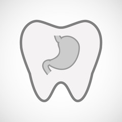 Isolated line art tooth icon with  a healthy human stomach icon