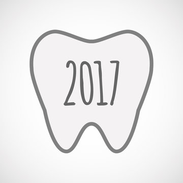 Isolated line art tooth icon with  a 2017 year  number icon