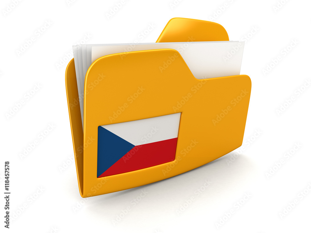 Poster folder and lists with czech flag. image with clipping path