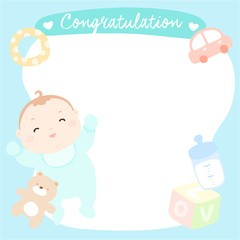 cute baby boy on empty greeting card vector
