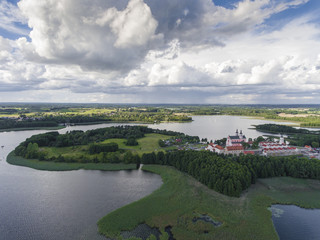 Fototapeta premium View of small islands on the lake in Masuria and Podlasie distri