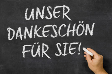 Text auf Tafel - Unser Dankeschön für Sie