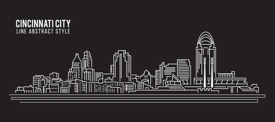 Cityscape Building Line art Vector Illustration design - Cincinnati city - obrazy, fototapety, plakaty