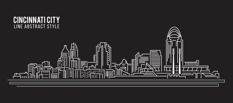 Cityscape Building Line art Vector Illustration design - Cincinnati city