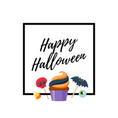 Halloween sweets colorful party background.