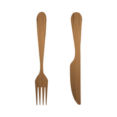 fork and knife with wood