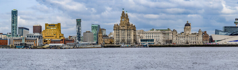 Liverpool skyline from the River Mersey, England