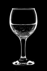 glass with water on black background