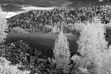 Fototapety  Mgła nad rzeką Katun, Państwowy Rezerwat Biosfery Ałtaju, Russ