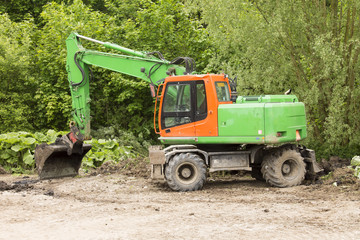 Fototapeta na wymiar Excavator construction work Netherlands city of Zeewolde 2014