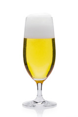 Kühles helles Bier mit Schaumkrone in Biertulpe 