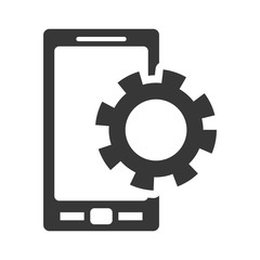 Smartphone gear gadget technology media icon. Isolated and flat illustration. Vector graphic