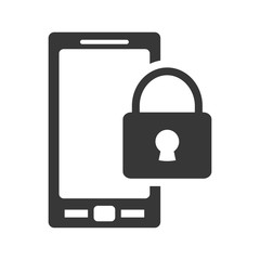 Smartphone padlock gadget technology media icon. Isolated and flat illustration. Vector graphic