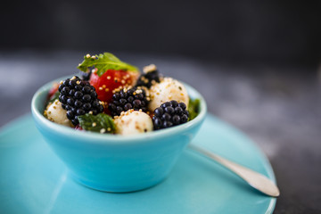 Watermelon, blackberries and mozzarella, healthy salad