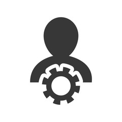 gear man male social network person media icon. Isolated and flat illustration. Vector graphic