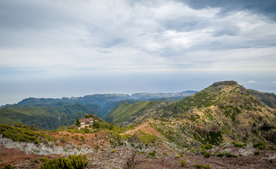 Scenic mountain view from Pico Ruivo lookout point.
