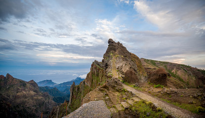 Fototapeta na wymiar Landscape of sunset at Pico Arieiro, Madeira island.