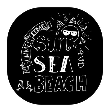 Krijttekening zomer tijd zon zee en strand