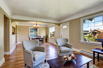 Open floor plan dining area. View from living room.