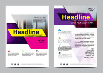 Obraz premium Purple Brochure Layout design template. Annual Report Flyer Leaflet cover Presentation Modern background. illustration vector in A4 size