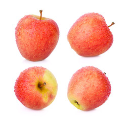 set of sonya apple with drop of water on white background