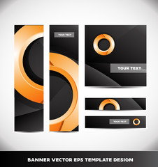 Orange circle black banner template design set