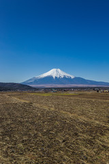 Obraz premium 忍野村から見た富士山を望む雄大な日本の風景