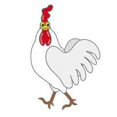 赤いトサカの白いニワトリのイラスト年賀状素材eps