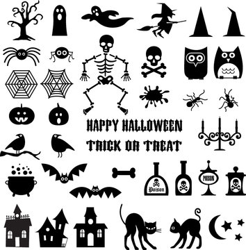 Halloween Icon Silhouettes Clipart