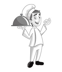 man chef chefs hat plate person kitchen restaurant icon. Cartoon and anime design. Vector illustration