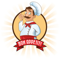 man chef mustache chefs hat person kitchen restaurant icon. Cartoon and anime design. Vector illustration