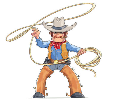 Cowboy with lasso. American Western character