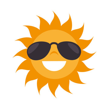 sun sunglasses bright shine vacation smiling cartoon vector illustration isolated