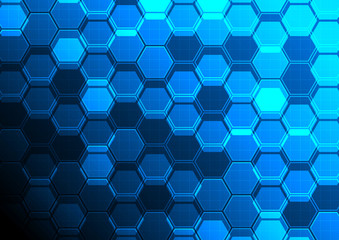 Dark blue hexagons technology background