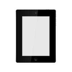Black Tablet icon with isolated blank screen. Modern simple flat device sign.