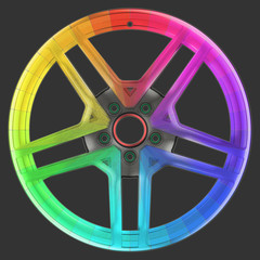Obraz premium akd0 - AutoKreativDesign akd - rainbow - powder coating for alloy wheels - color wheel with 36 color nuances - square g4671