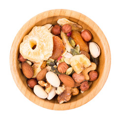 Mix of nuts and dry fruit in a bowl