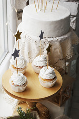 Picture of creamy cakes with decor of star