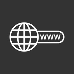 Go to web icon. Internet flat vector illustration for website on black background.