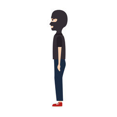 thief robber mask black clothes male man vector illustration isolated