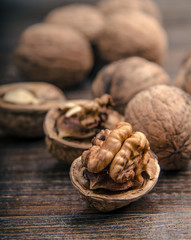 Background of walnuts. Healthy .