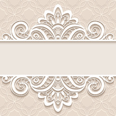 Vintage ornamental paper frame with lace border